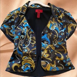 JS Collections Black Floral Short sleeve Jacket Silk